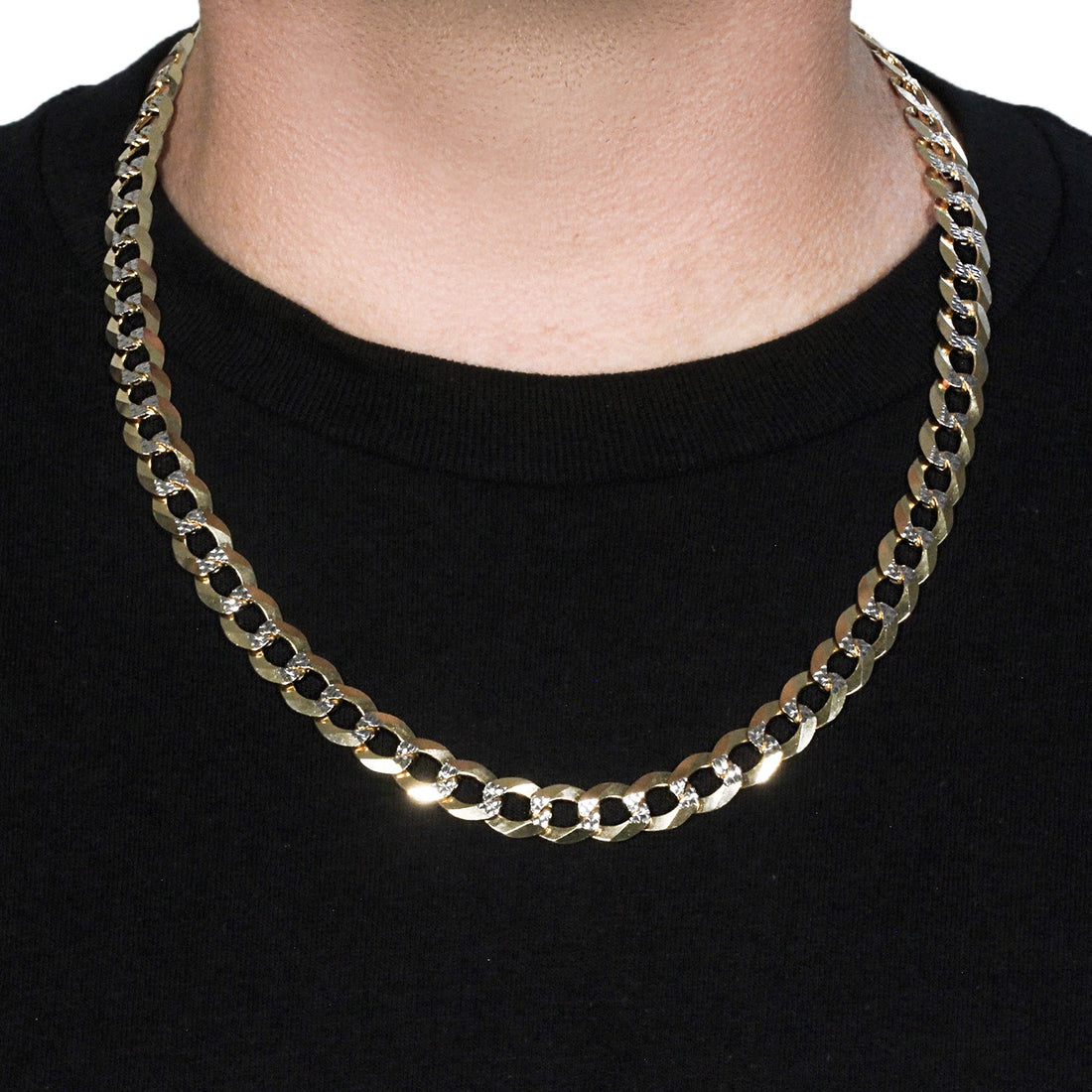 14k tweekleurige gouden stoeprandketting (12,18 mm)
