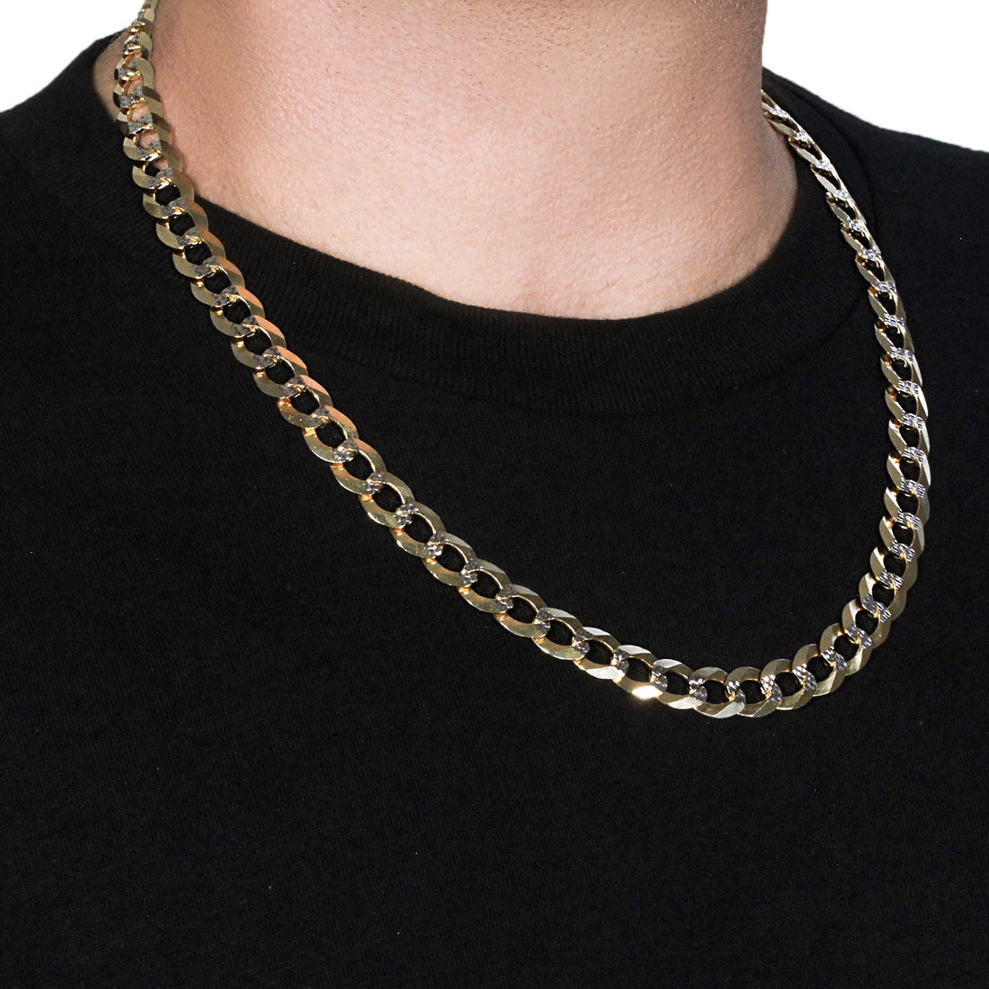 14k tweekleurige gouden stoeprandketting (12,18 mm)