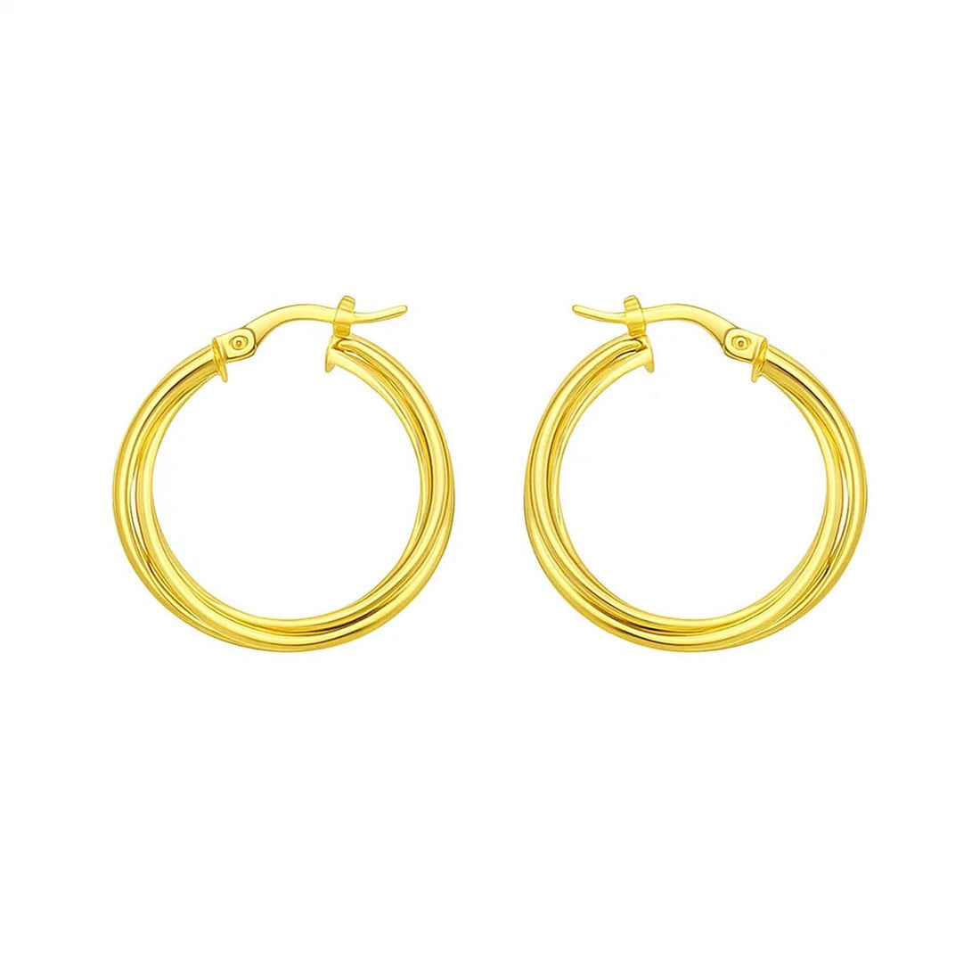 14K geelgouden in elkaar grijpende medium Trinity-oorbellen