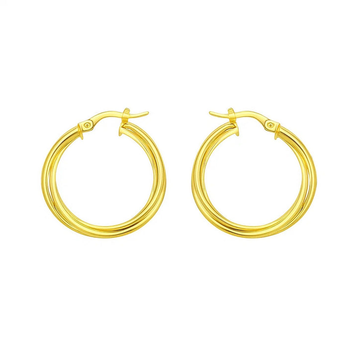 14K Yellow Gold Interlocking Medium Trinity Hoop Earrings