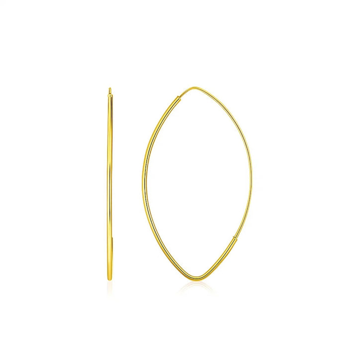 14k Yellow Gold Polished Long Marquise Motif Earrings