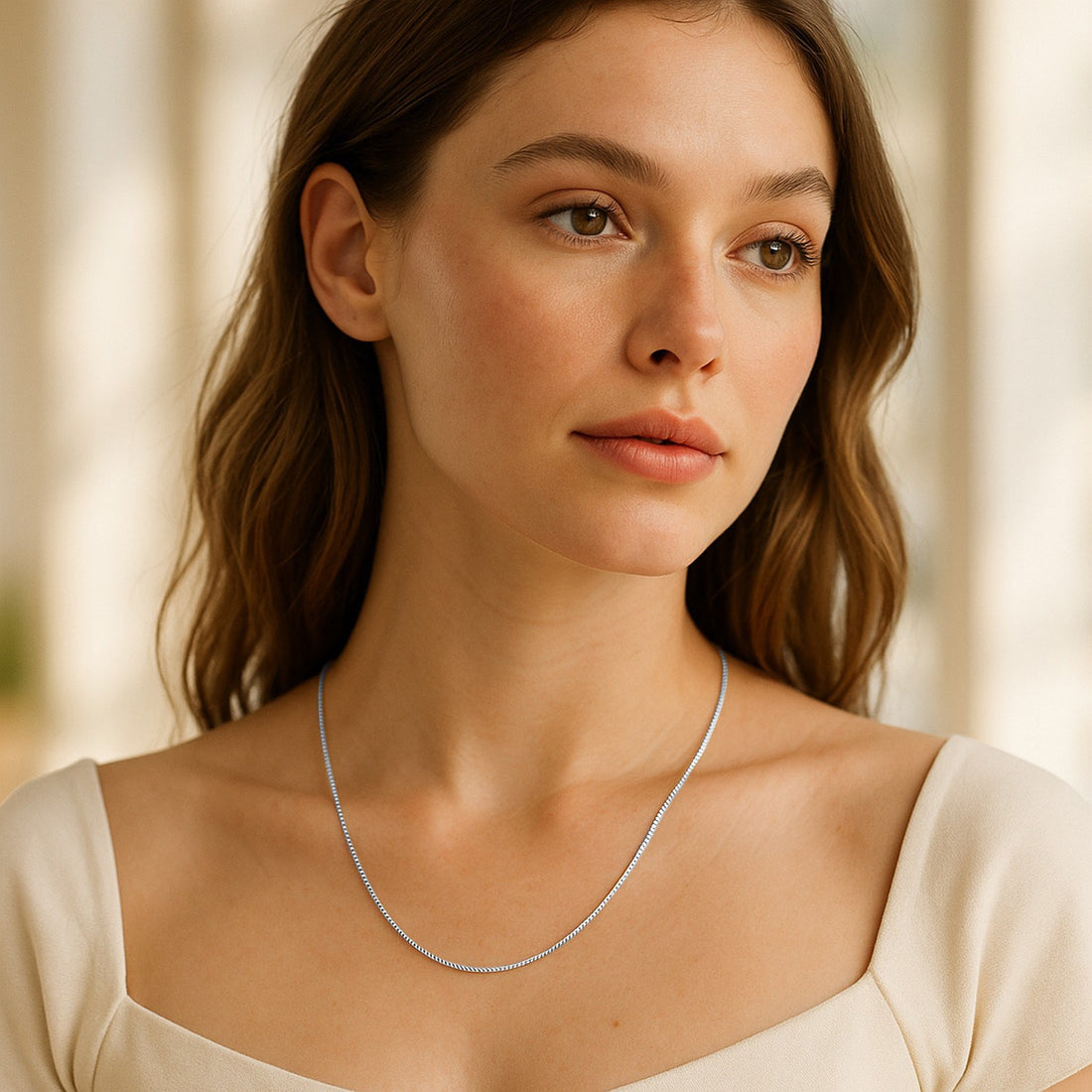 14k witgouden klassieke boxketting (0,68 mm)