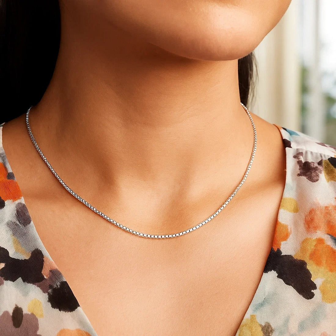 14k witgouden klassieke boxketting (0,68 mm)