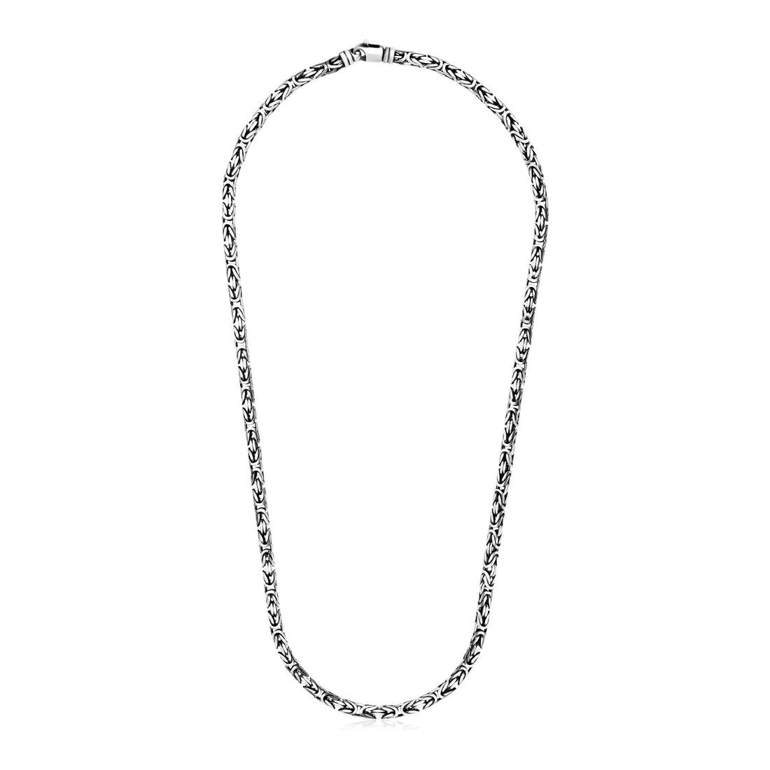 Collier en argent sterling finition canon de fusil à maillons byzantins