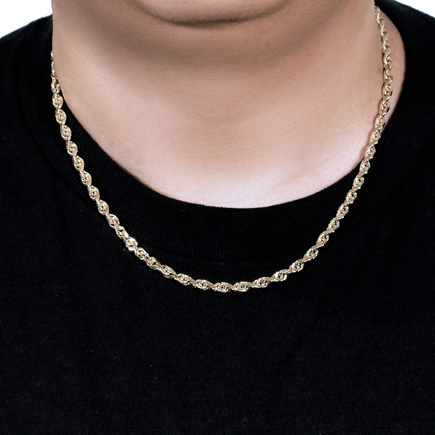 14k Yellow Gold Solid Diamond Cut Rope Chain (5.00 mm)