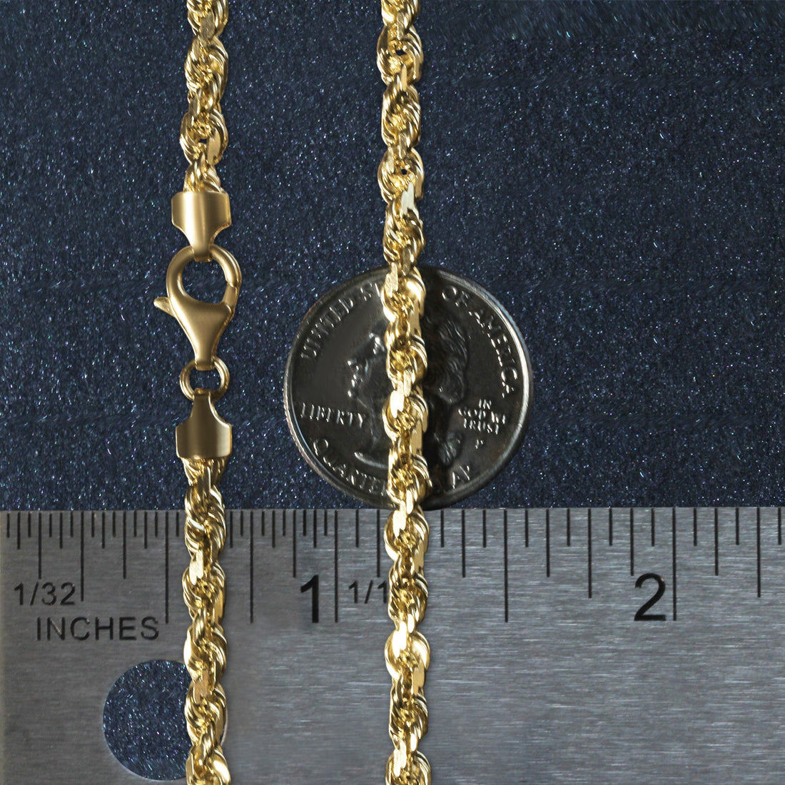 14k Yellow Gold Solid Diamond Cut Rope Chain (5.00 mm)