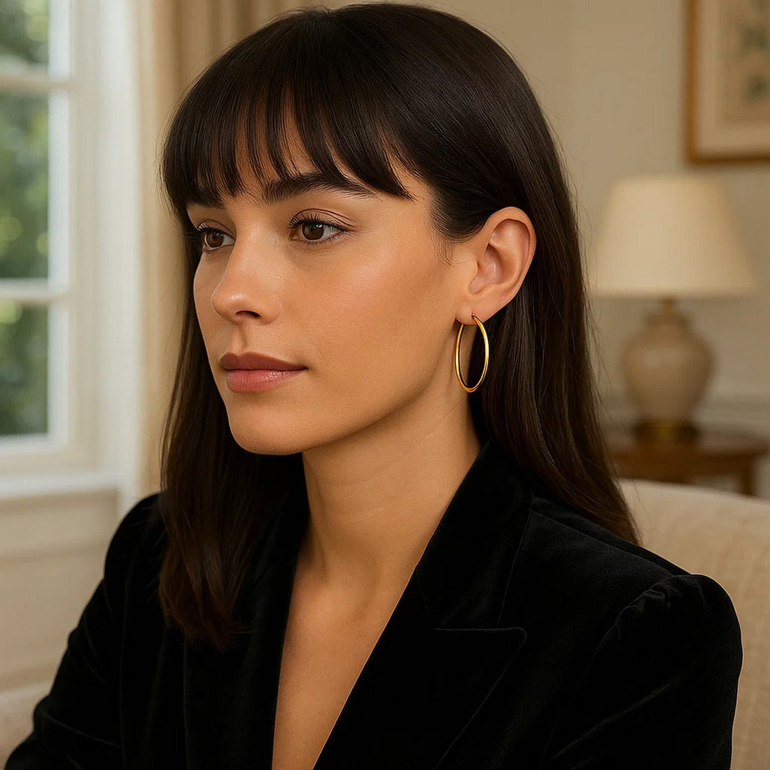 Boucles d'oreilles créoles polies en or jaune 14 carats (2 x 25 mm)