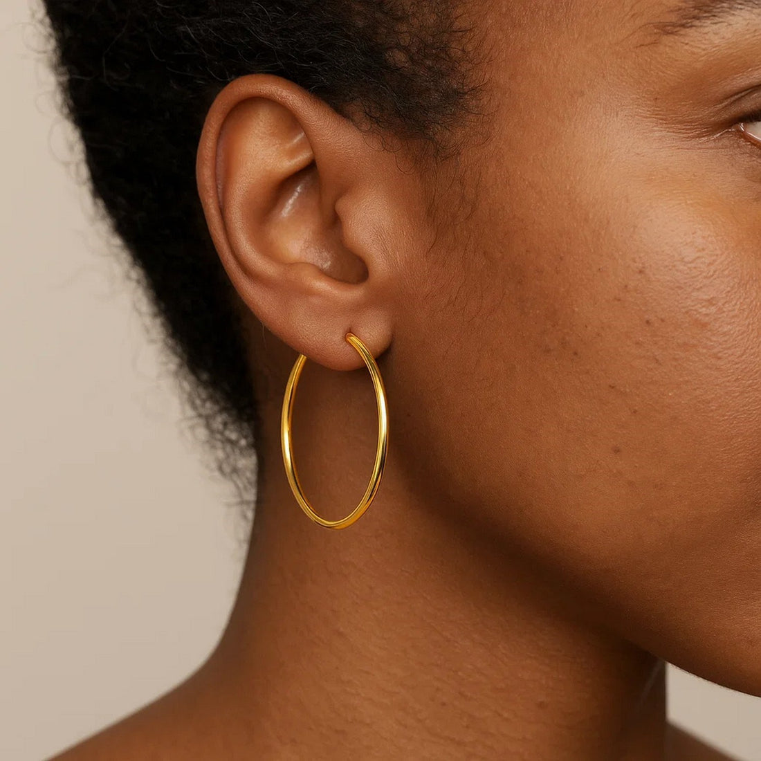 Boucles d'oreilles créoles polies en or jaune 14 carats (2 x 25 mm)