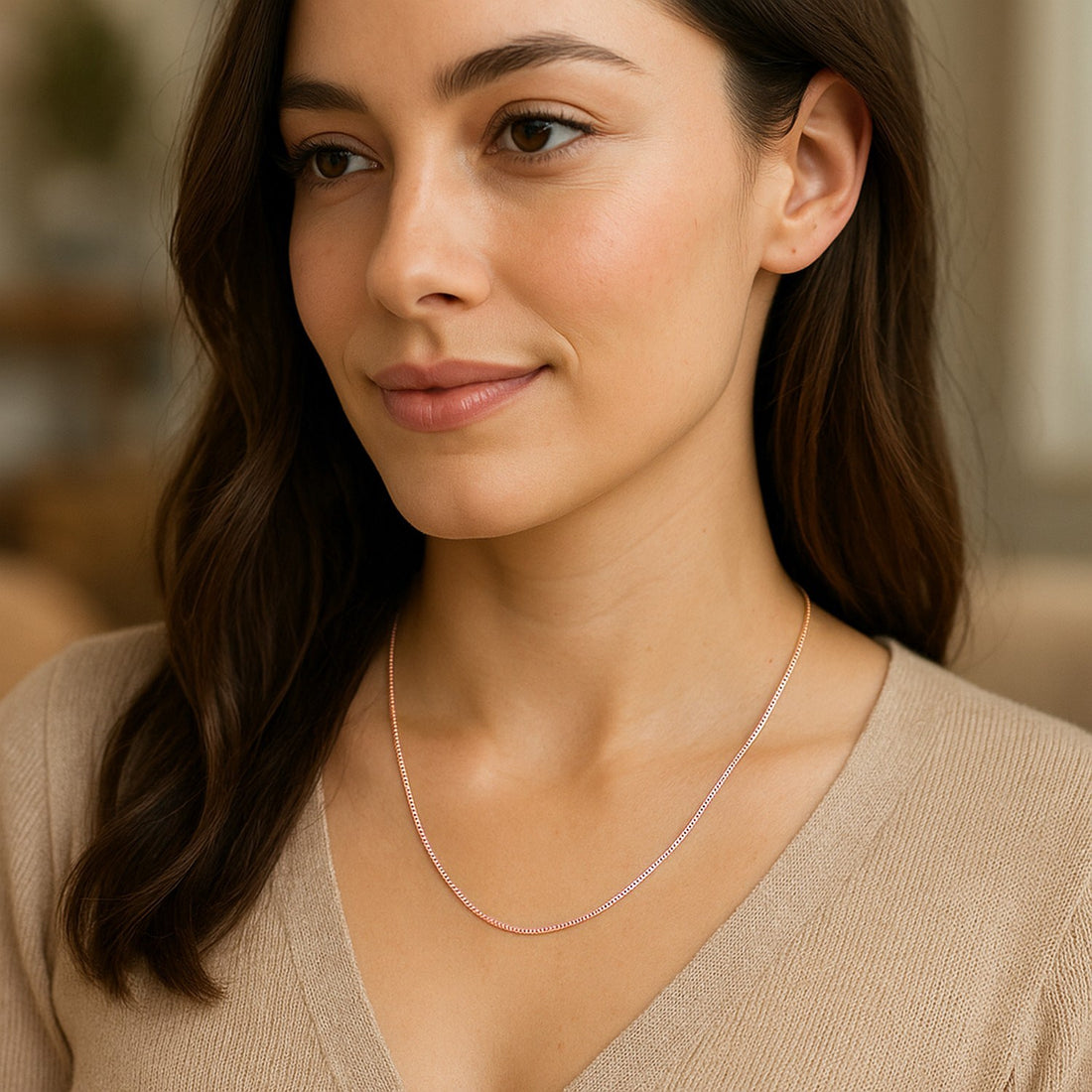 14k roségouden klassieke boxketting (0,45 mm)