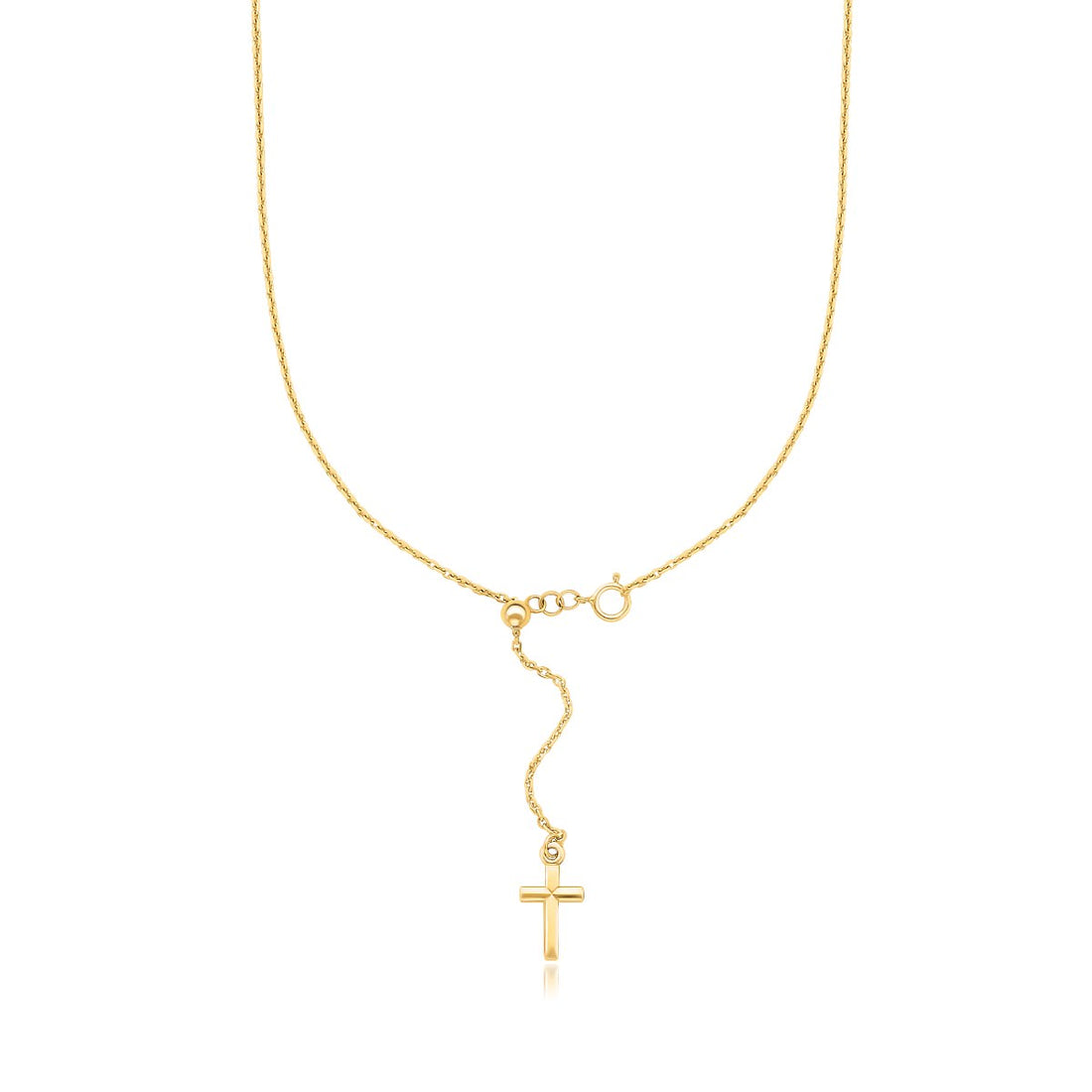 Collier croix ajustable en or jaune 14 carats