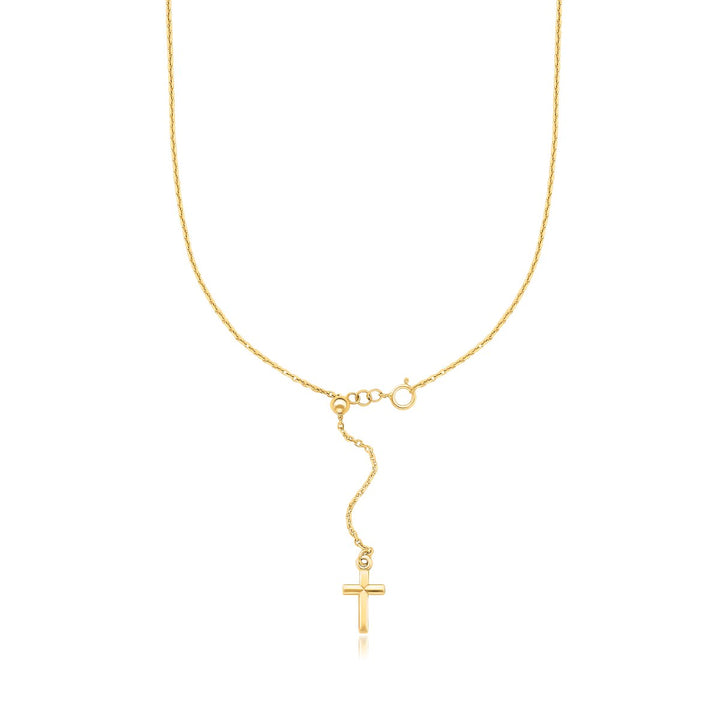 Collier croix ajustable en or jaune 14 carats