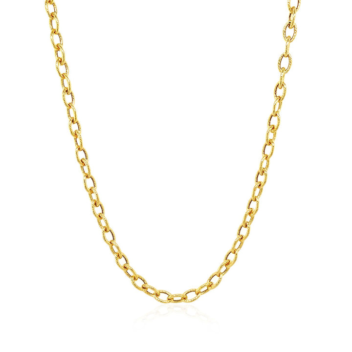 14k Yellow Gold Pendant Chain with Textured Links (3.3 mm)