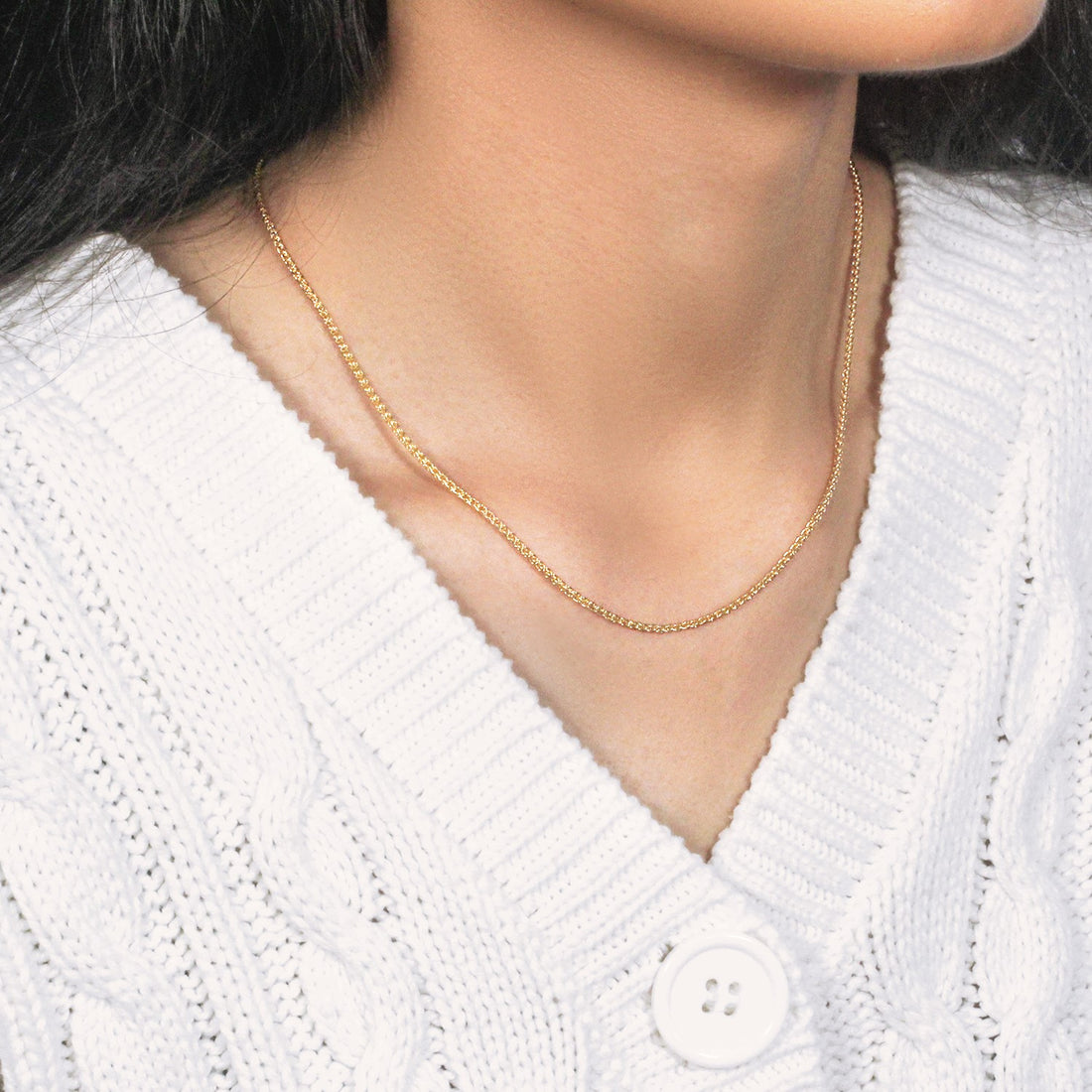 14k Yellow Gold Round Wheat Chain (1.5 mm)