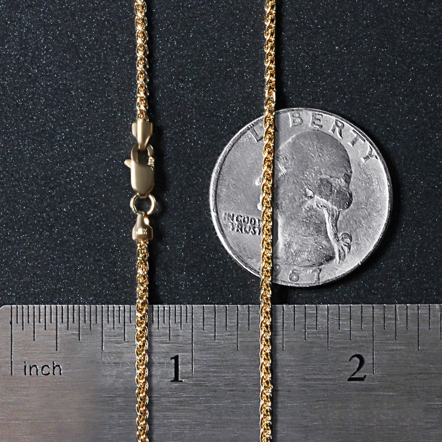 14k Yellow Gold Round Wheat Chain (1.5 mm)