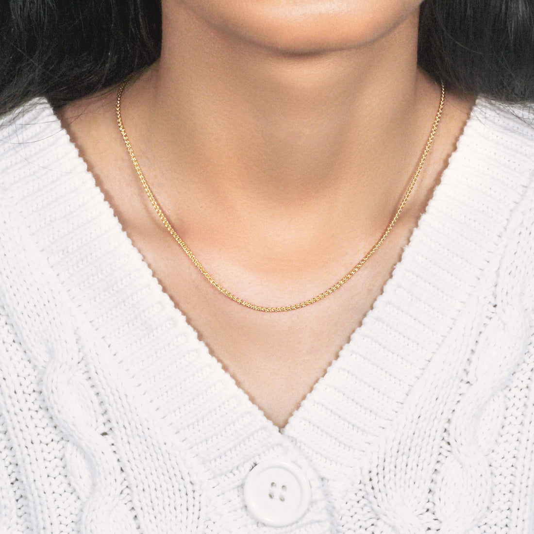 14k Yellow Gold Round Wheat Chain (1.5 mm)