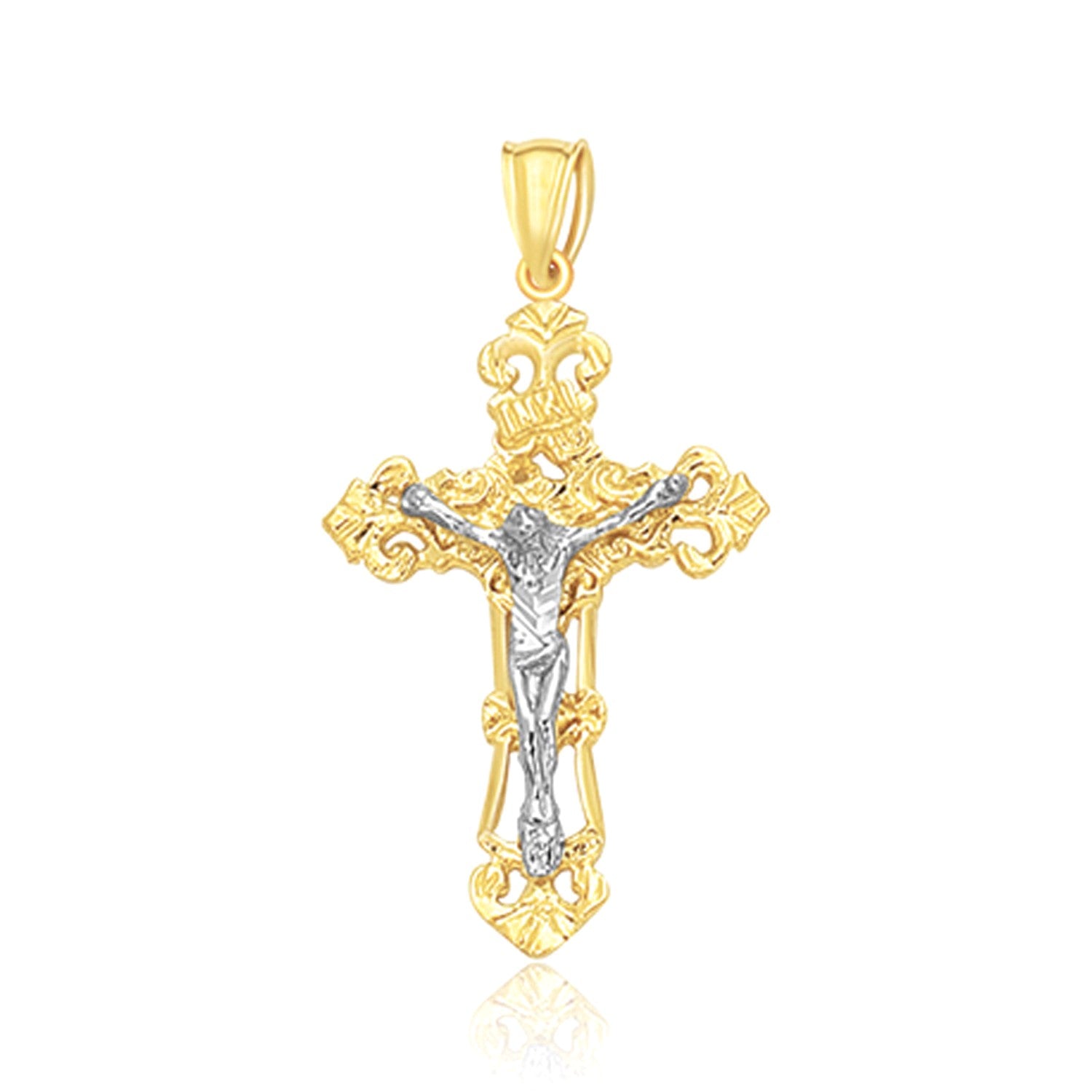 Pendentif croix en or bicolore 14 carats