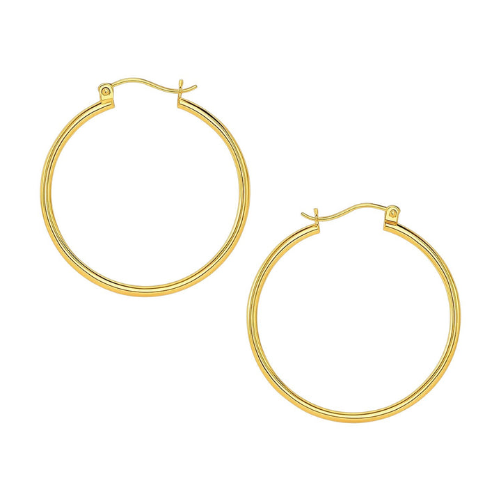 14k Yellow Gold Polished Hoop Earrings (1.5x40mm)