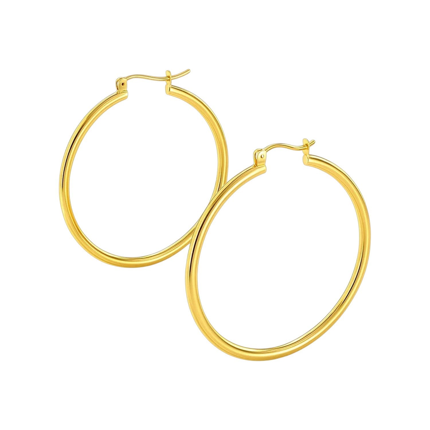 Boucles d'oreilles créoles polies en or jaune 14 carats (1,5 x 40 mm)