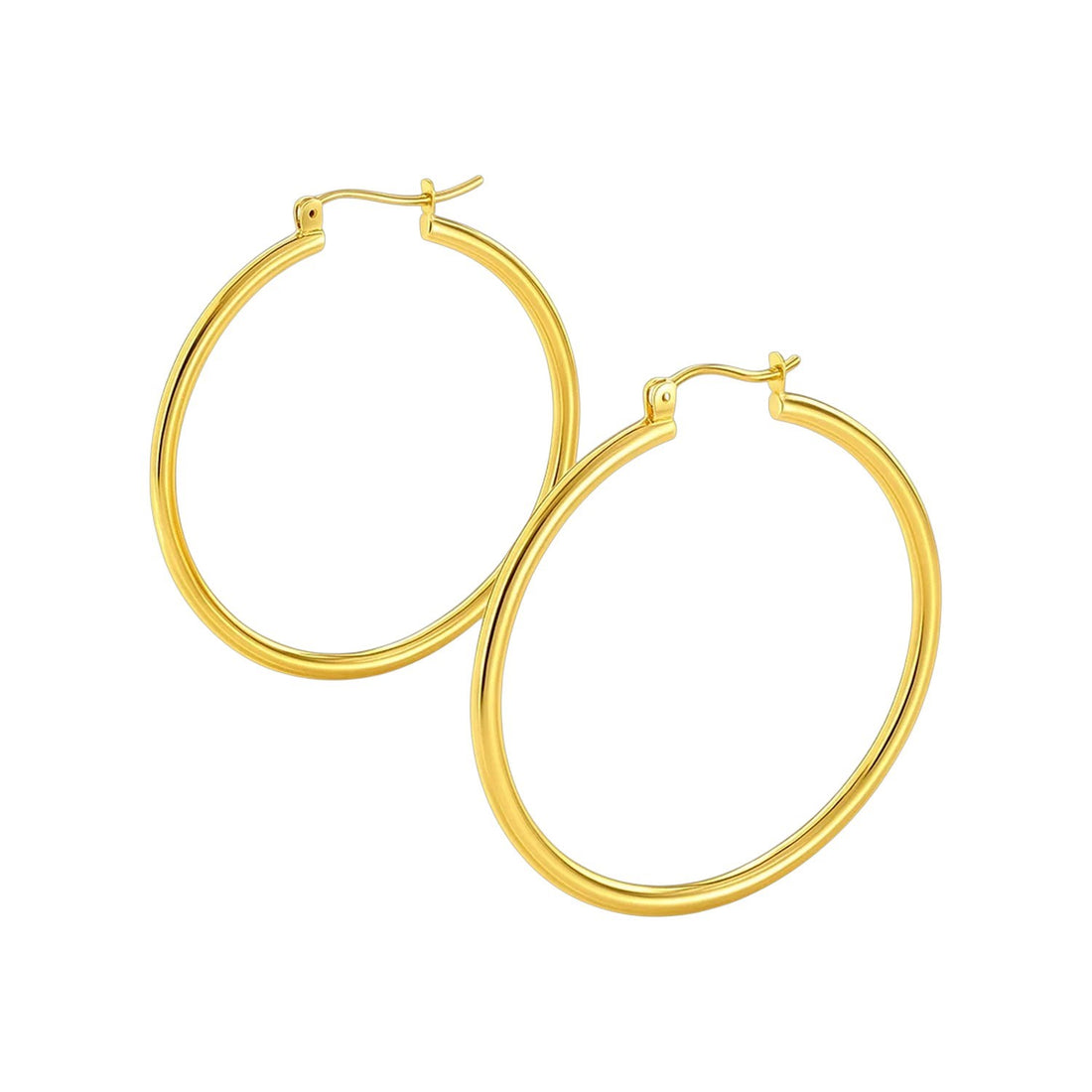 Boucles d'oreilles créoles polies en or jaune 14 carats (1,5 x 40 mm)