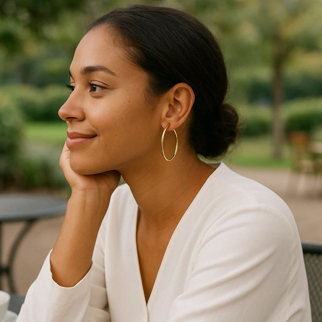 Boucles d'oreilles créoles polies en or jaune 14 carats (1,5 x 40 mm)