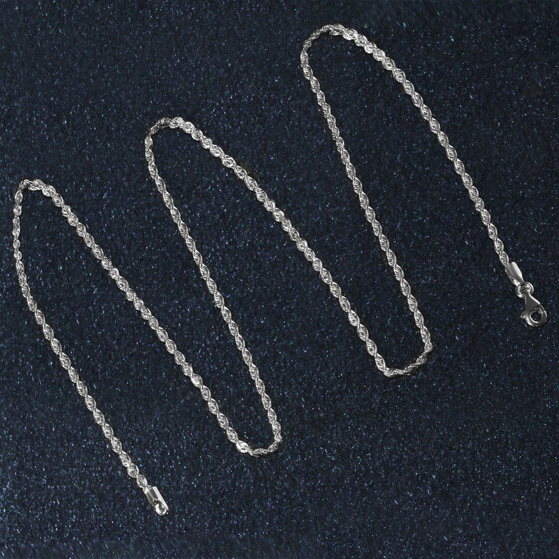 Chaîne corde en or blanc massif 14 carats à facettes diamantées (1,80 mm)