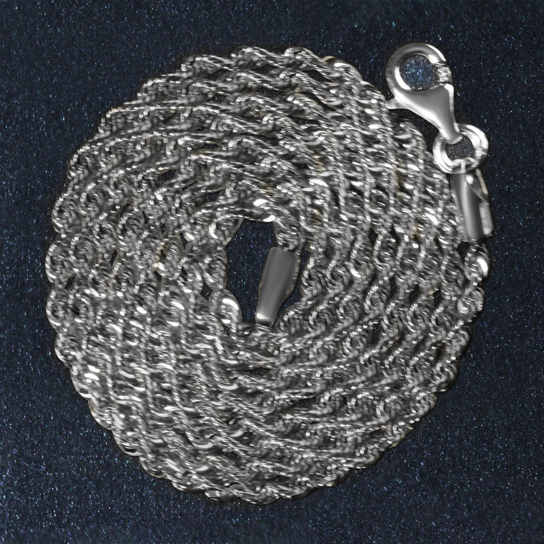 Chaîne corde en or blanc massif 14 carats à facettes diamantées (1,80 mm)