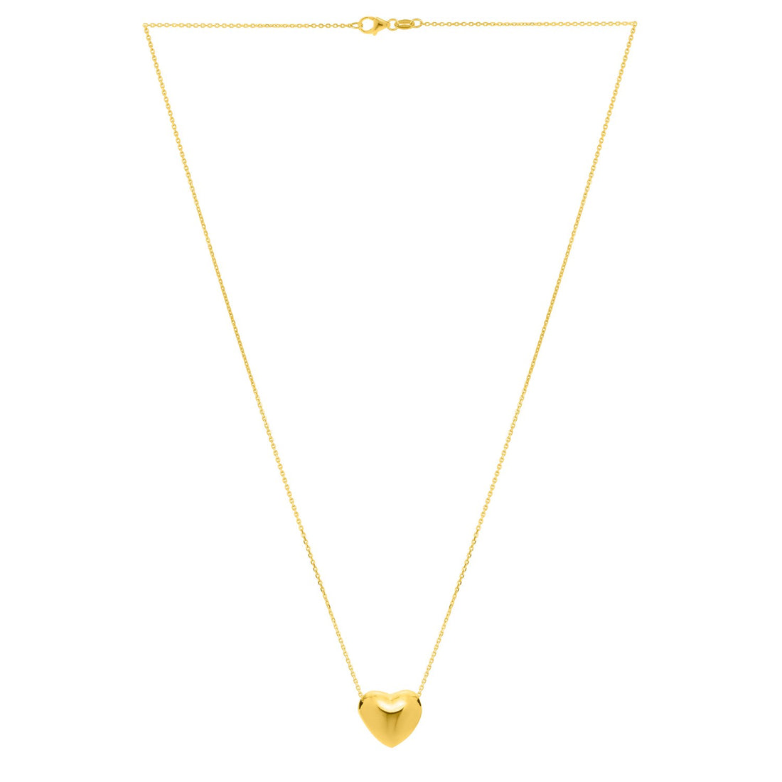 Small Puffed Heart Necklace in 14K Yellow Gold