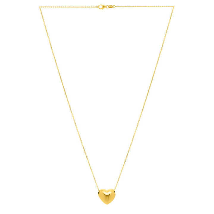 Small Puffed Heart Necklace in 14K Yellow Gold