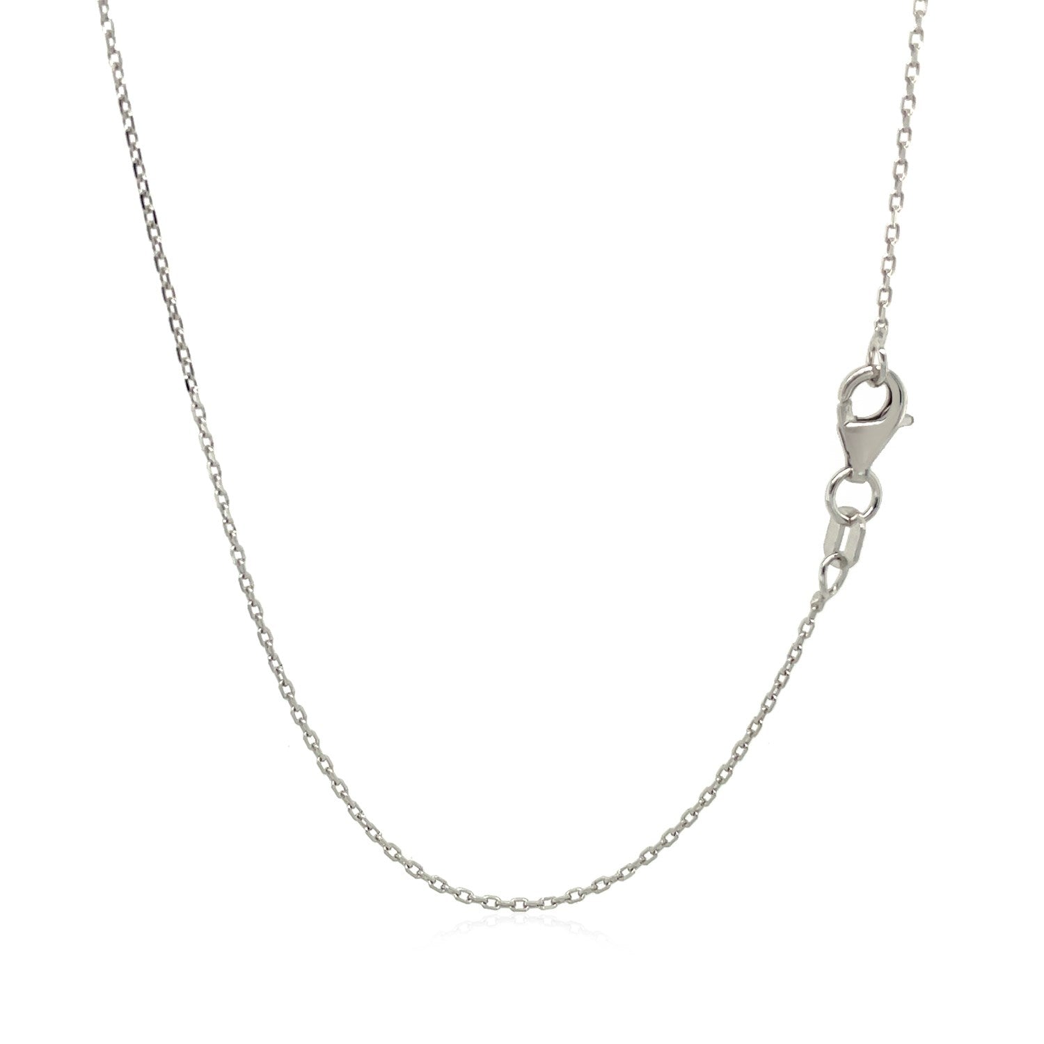 14k witte diamantgeslepen kabelschakelketting (0,87 mm)