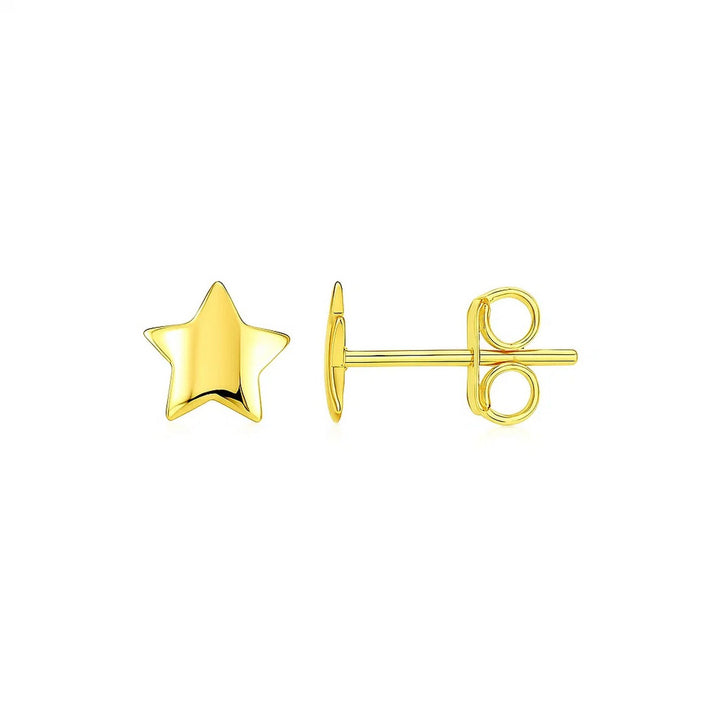 14k Yellow Gold Post Earrings with Stars(6.5mm)