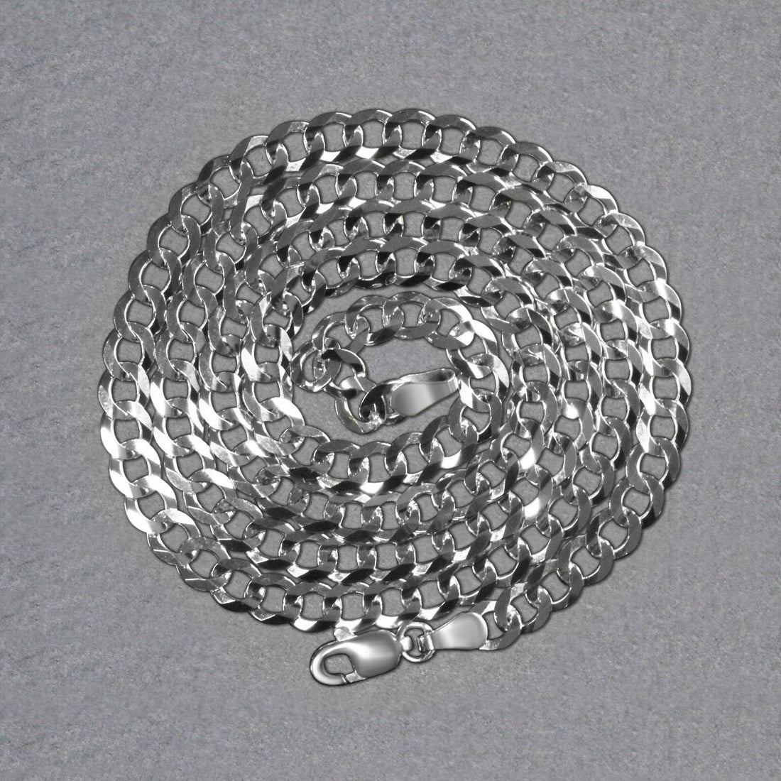 Chaîne gourmette massive en or blanc 14 carats (4,70 mm)