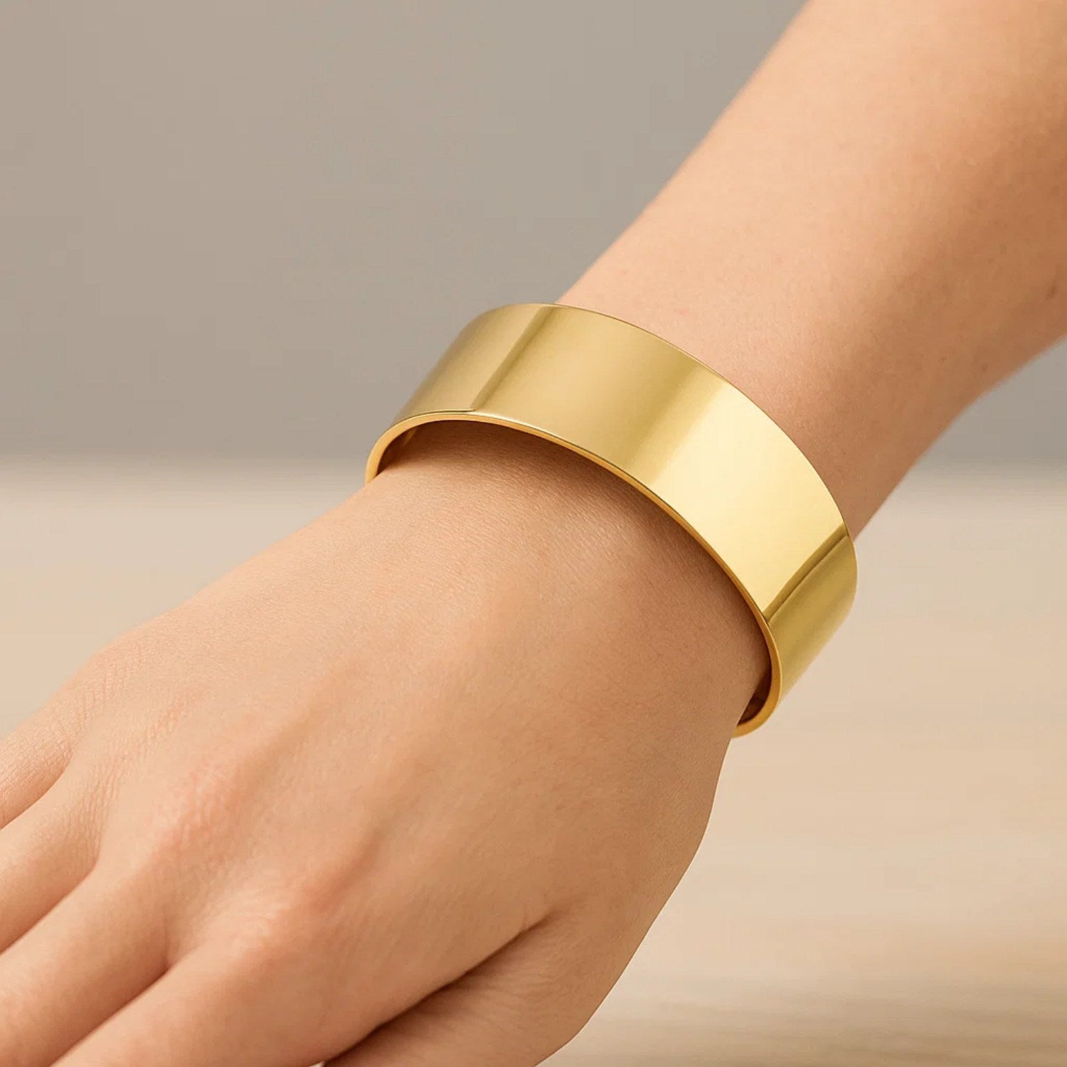 Designer Bold Width Bracelet in 14K Yellow Gold (24.60 mm)