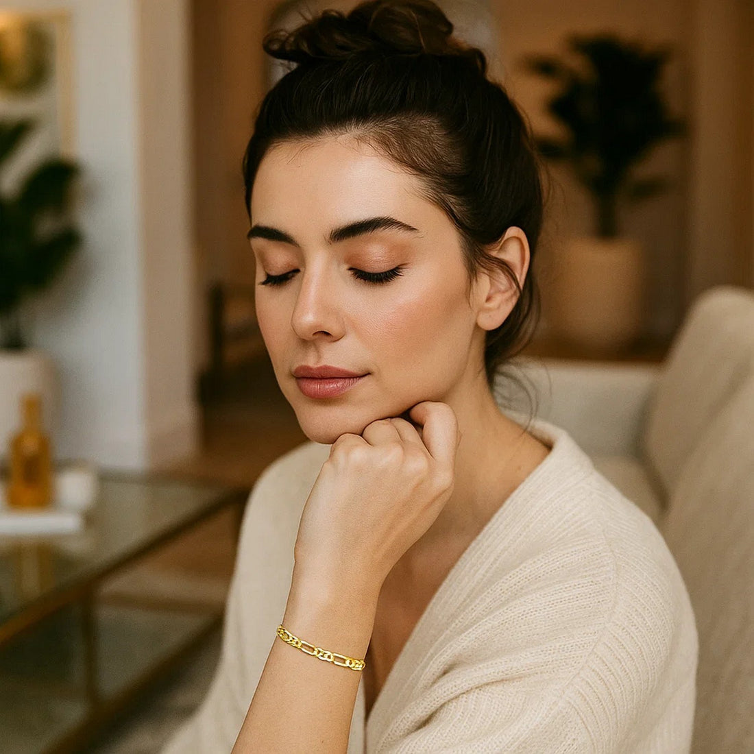 14k Yellow Gold Solid Figaro Bracelet (3.00 mm)