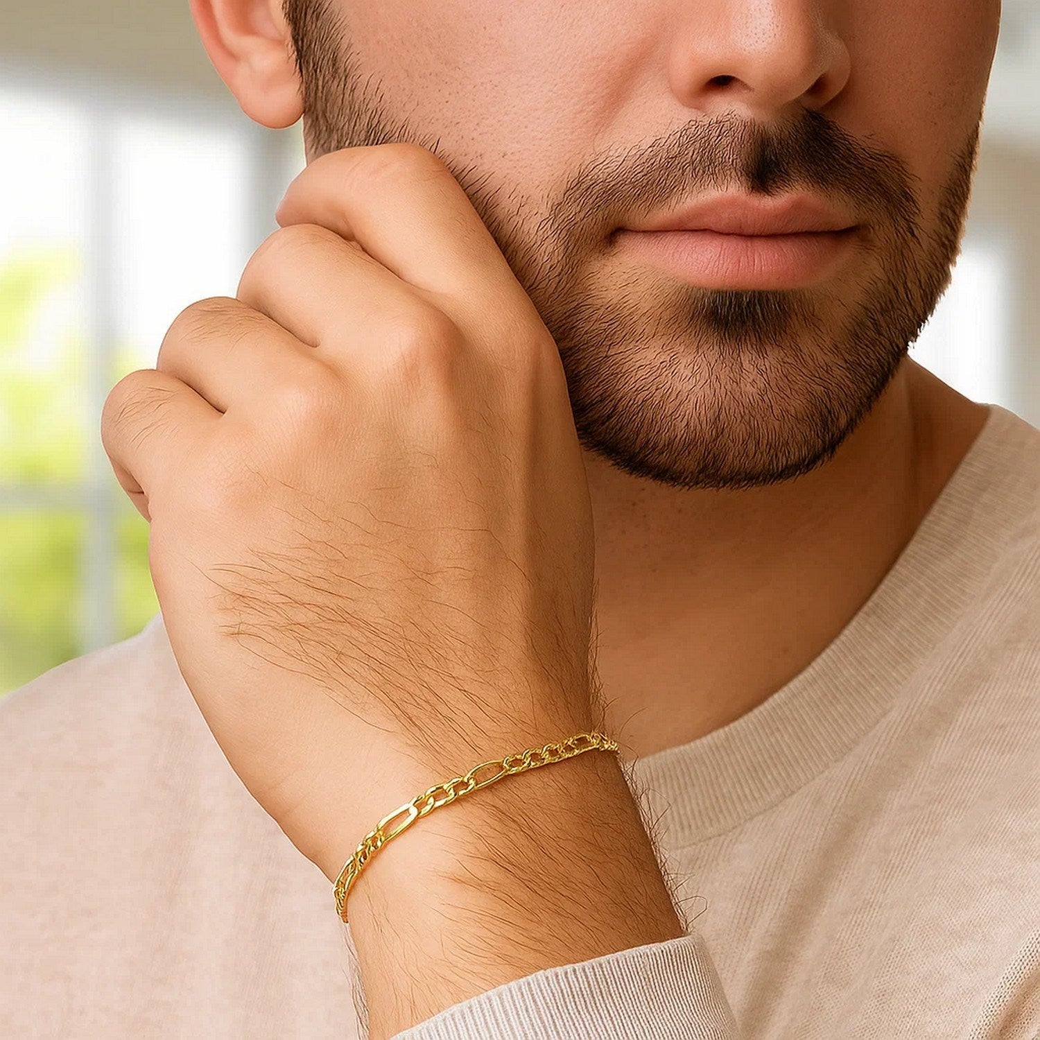 14k Yellow Gold Solid Figaro Bracelet (3.00 mm)