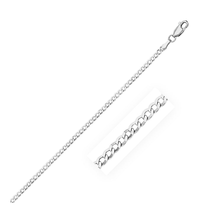 Chaîne gourmette en or blanc massif 14 carats (2,60 mm)