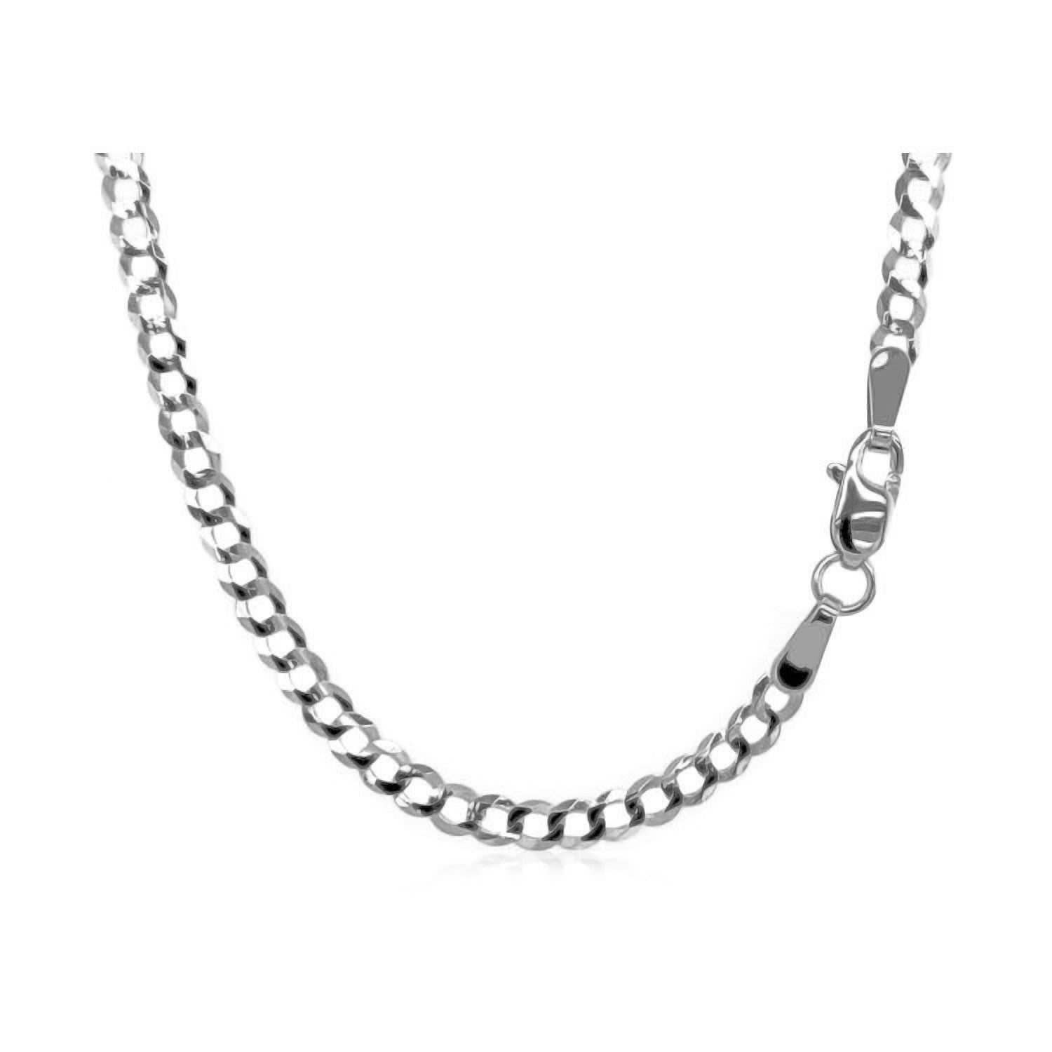 Chaîne gourmette en or blanc massif 14 carats (2,60 mm)