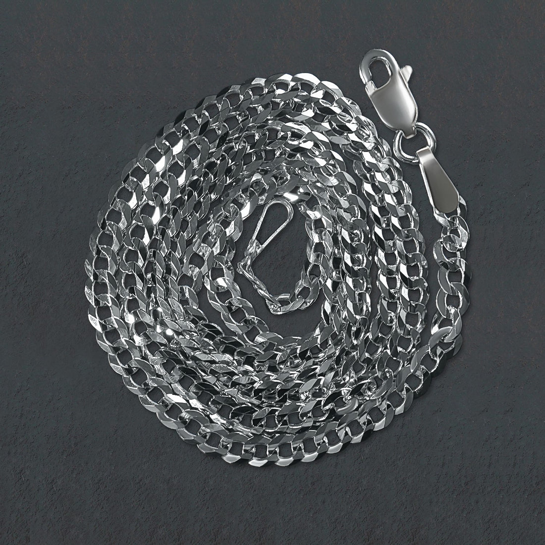 Chaîne gourmette en or blanc massif 14 carats (2,60 mm)