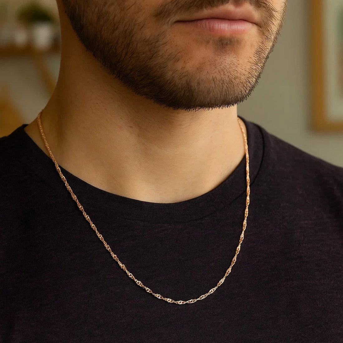 14k roségouden Singapore-ketting (1,10 mm)