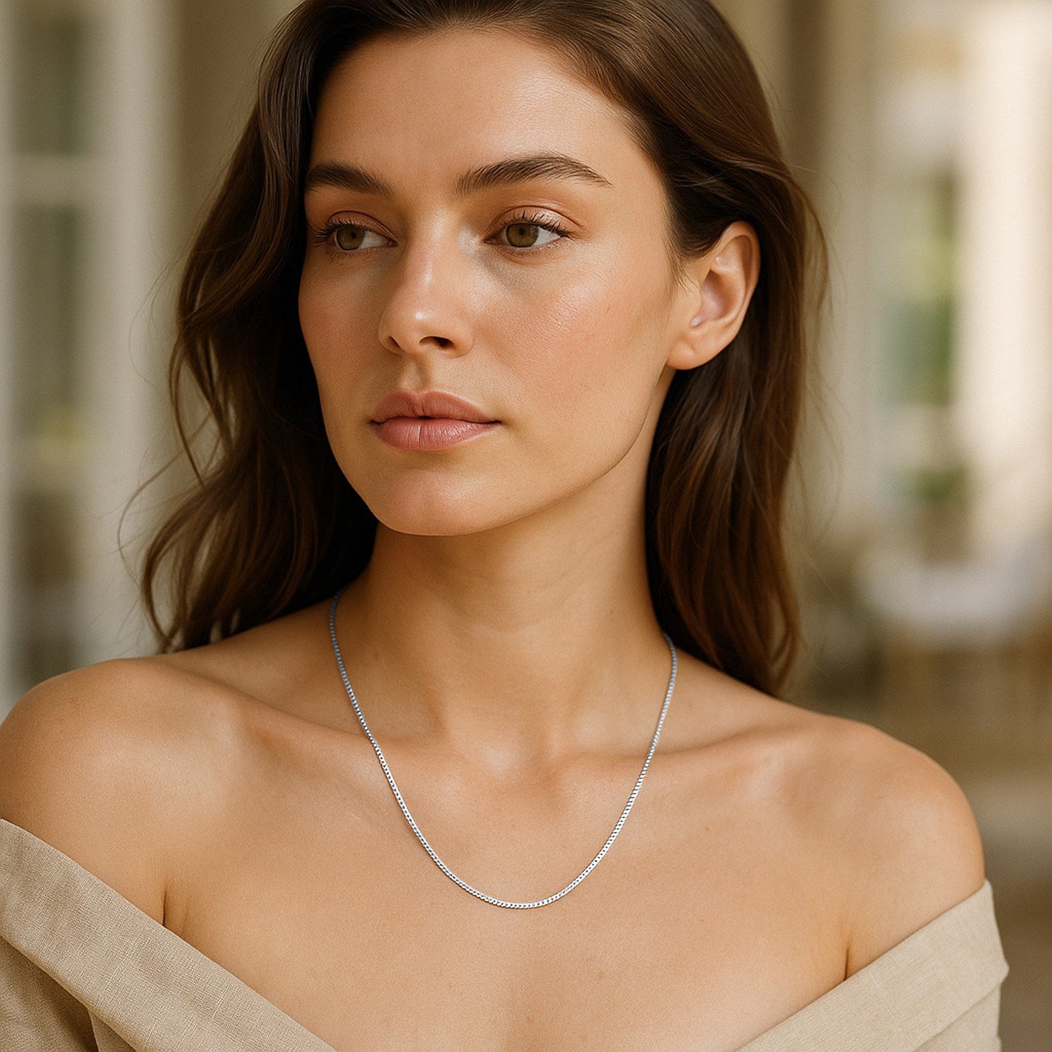 14k witgouden klassieke boxketting (0,60 mm)