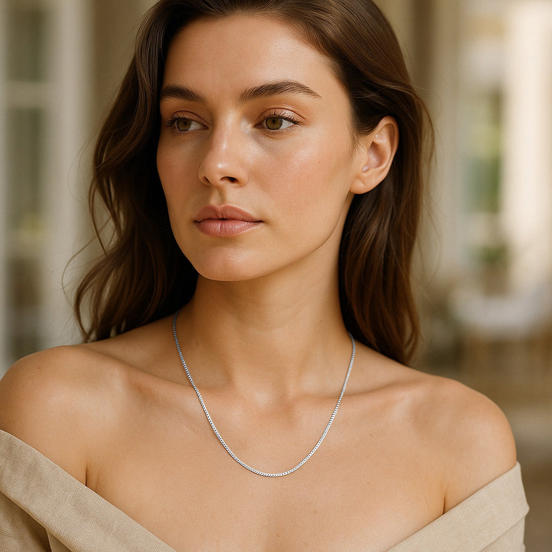 14k witgouden klassieke boxketting (0,60 mm)