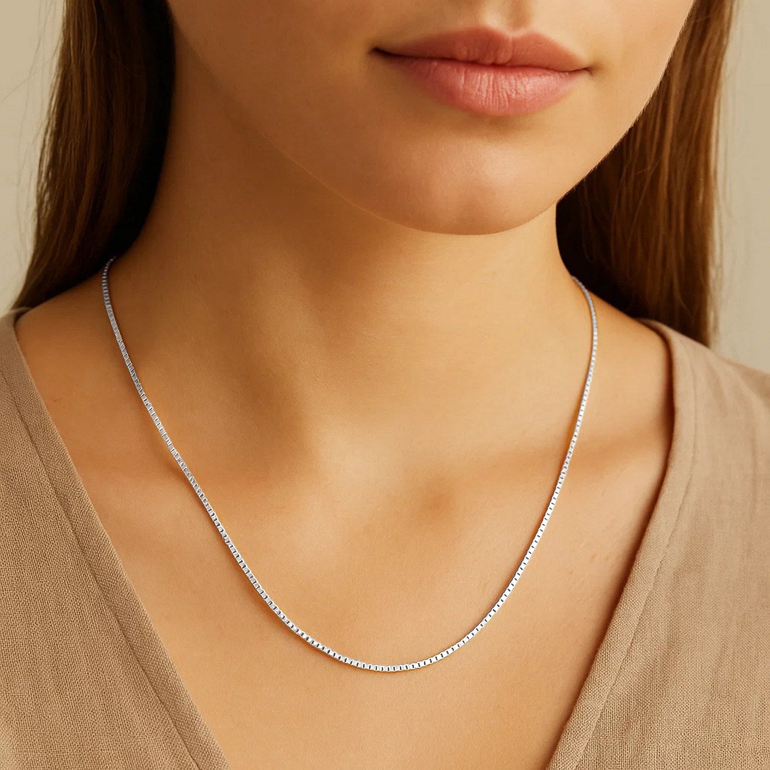 14k witgouden klassieke boxketting (0,60 mm)