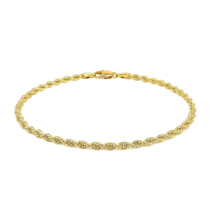 14k Yellow Gold Solid Diamond Cut Rope Bracelet (2.50 mm)