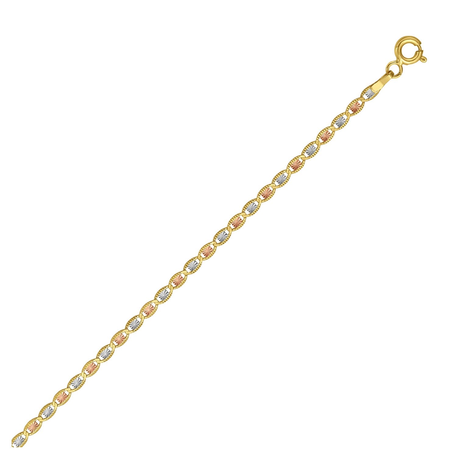 14K driekleurige gouden Valentino-ketting (2,00 mm)