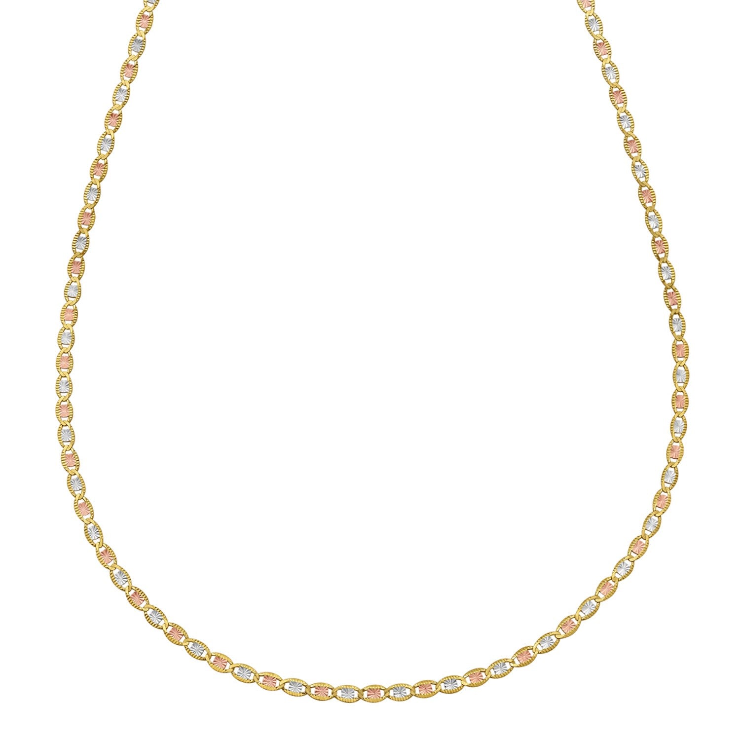 14K driekleurige gouden Valentino-ketting (2,00 mm)
