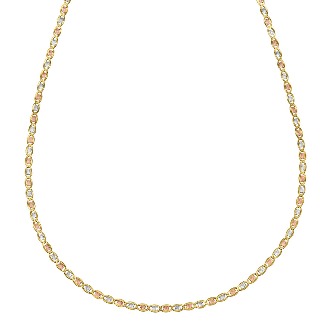 14K driekleurige gouden Valentino-ketting (2,00 mm)
