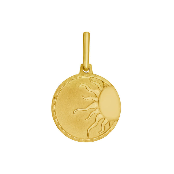 Pendentif charme soleil en or jaune 14 carats poli