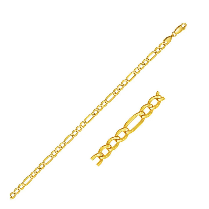 14k Yellow Gold Solid Figaro Bracelet (4.50 mm)