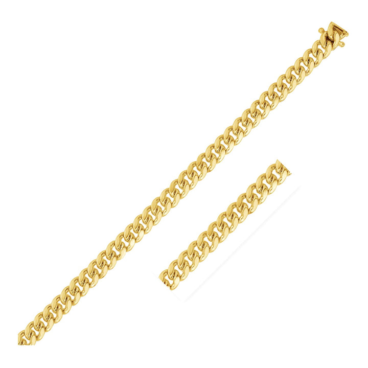 14k Yellow Gold Classic Miami Cuban Solid Bracelet (5.00 mm)