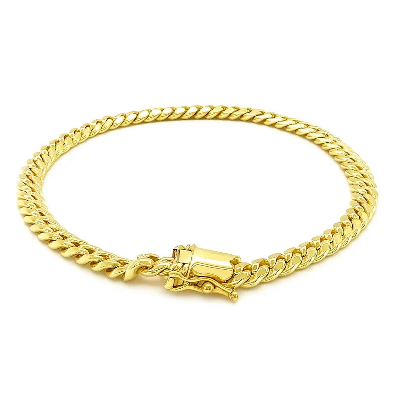 14k Yellow Gold Classic Miami Cuban Solid Bracelet (5.00 mm)