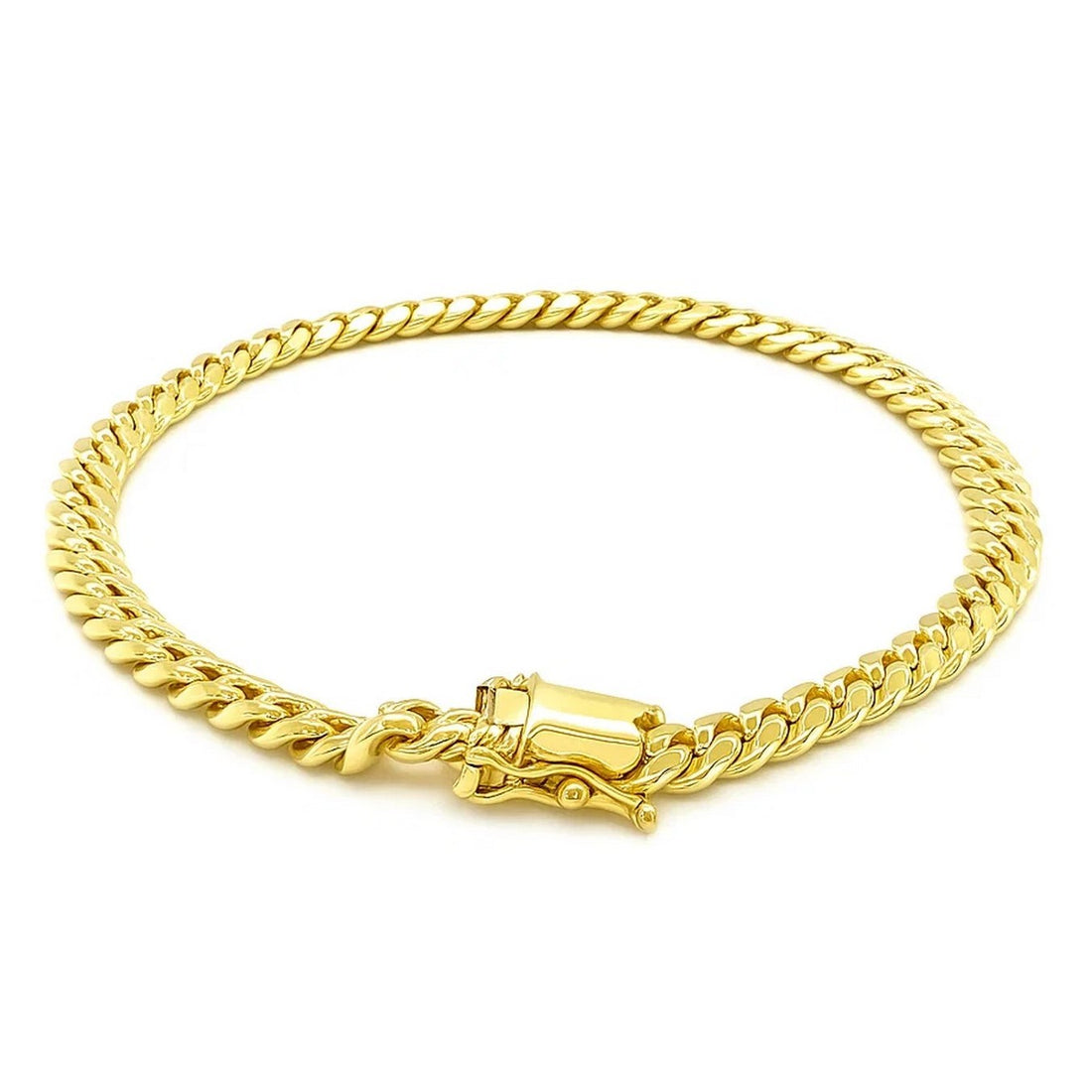 14k Yellow Gold Classic Miami Cuban Solid Bracelet (5.00 mm)